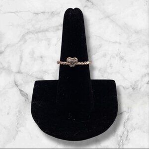 Women’s Fashion Rose Gold Heart-Shaped Ring With Crystal Accents Size 7‎